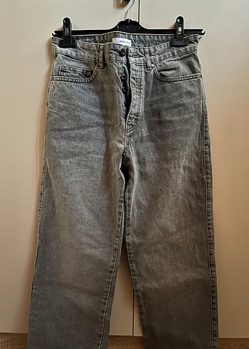 Gri Denim Normal Boy Kadın Kot Pantolon