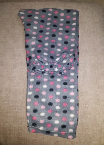 Diğer Düğmeli Puantiyeli Gri polar bayan alt pijama