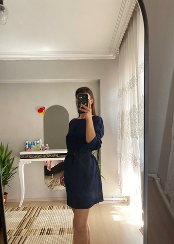 Lacivert Yüksek Yakalı Midi llacivert tunik