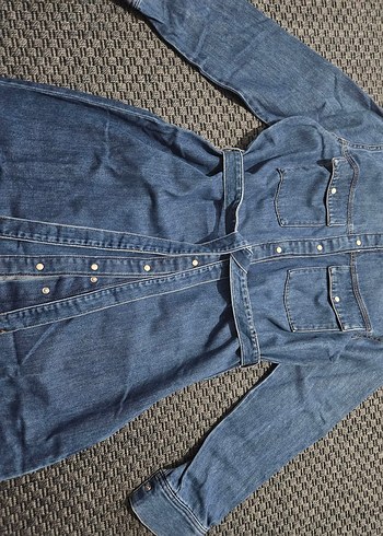 Kemerli Denim Midi Elbise - Görsel 2