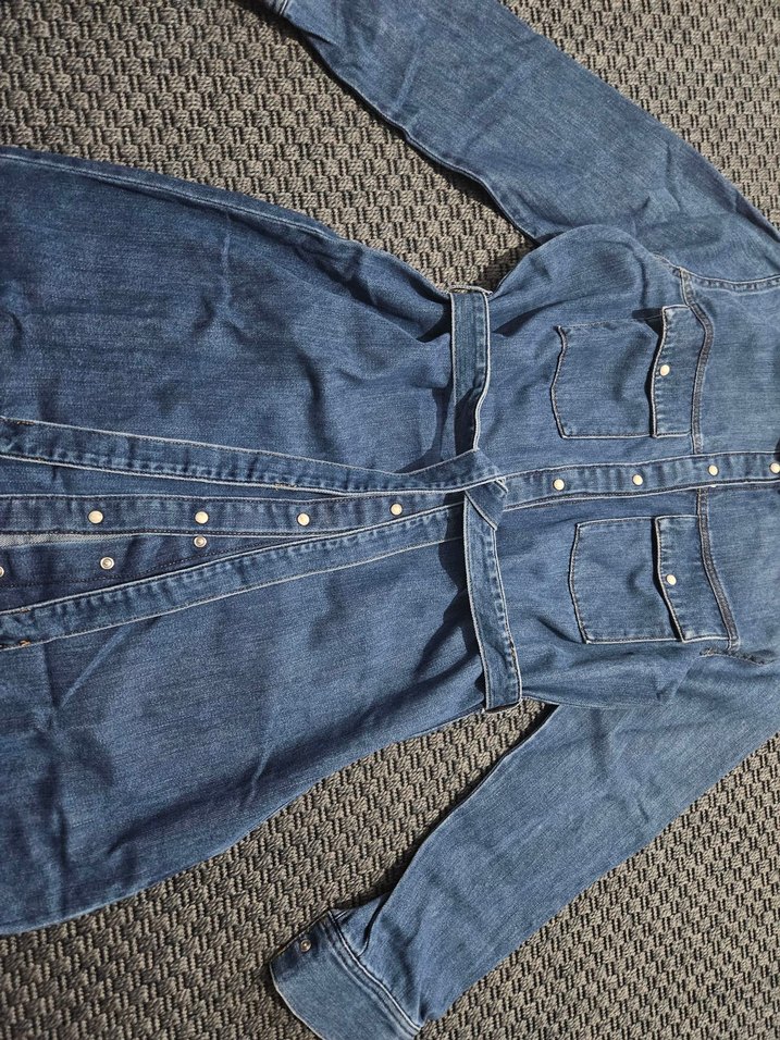 Kemerli Denim Midi Elbise - Görsel 2