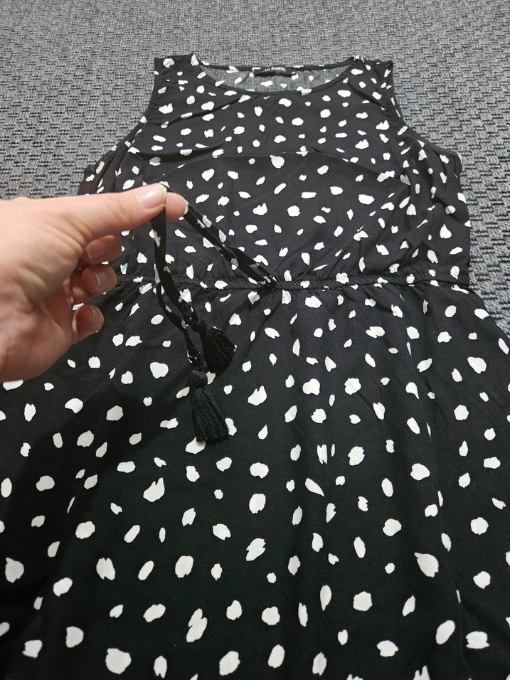 Siyah Puantiyeli Uzun Günlük Elbise - Görsel 2