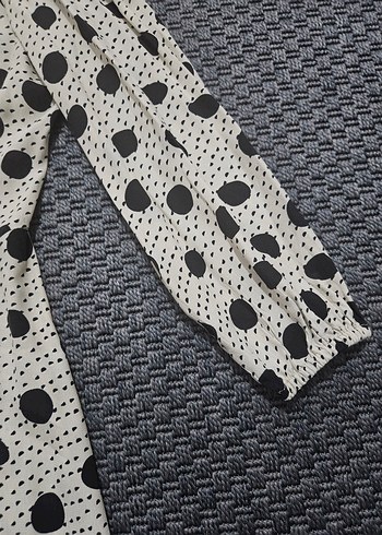 Uzun Kollu Puantiyeli Gömlek Elbise - Görsel 7