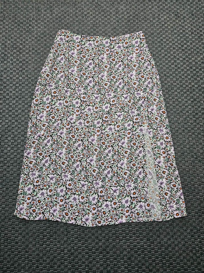 Çiçek Desenli Ömden Yırtmaçlı Bohem Midi Etek - Görsel 5