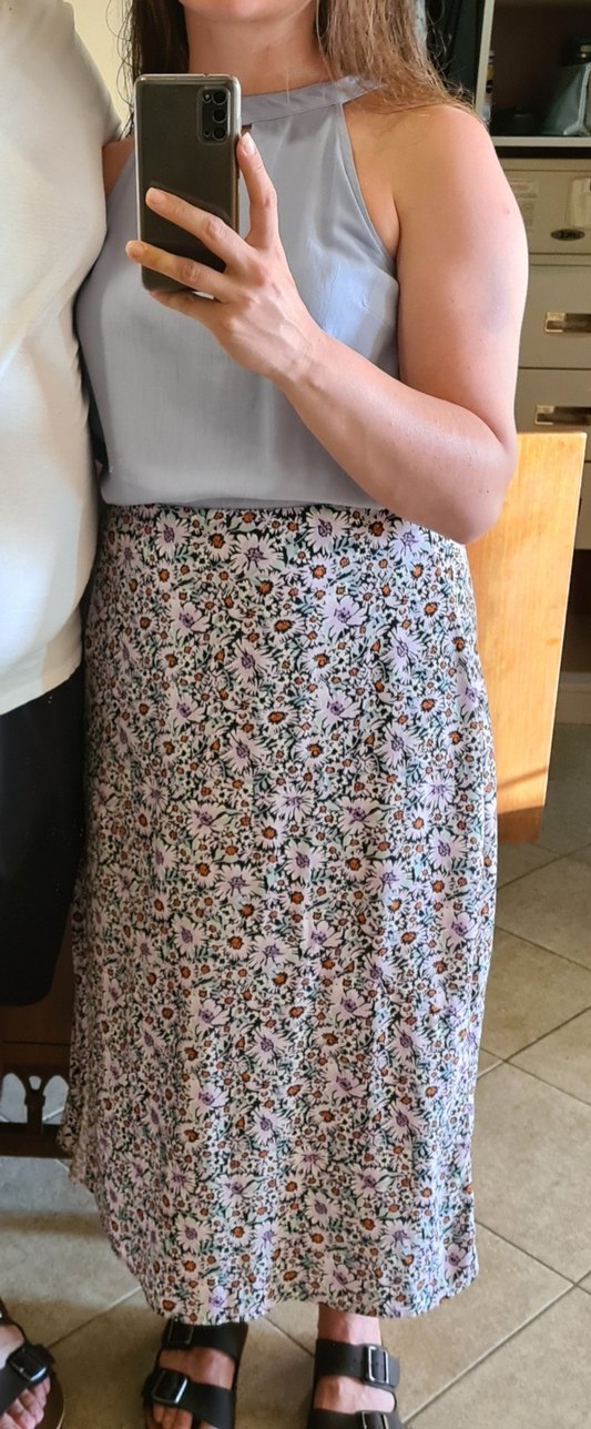 Çiçek Desenli Ömden Yırtmaçlı Bohem Midi Etek - Görsel 4