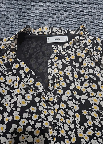 Uzun Kollu Düğmeli Çiçek Desenli Elbise - Görsel 5