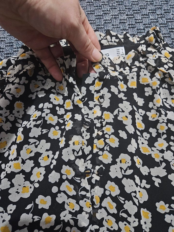 Uzun Kollu Düğmeli Çiçek Desenli Elbise - Görsel 4