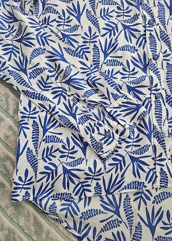 Mavi Desenli Uzun Kollu Kadın Gömlek - Görsel 4