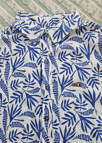 Mavi Desenli Uzun Kollu Kadın Gömlek - Görsel 5