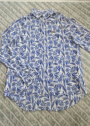 Mavi Desenli Uzun Kollu Kadın Gömlek - Görsel 3