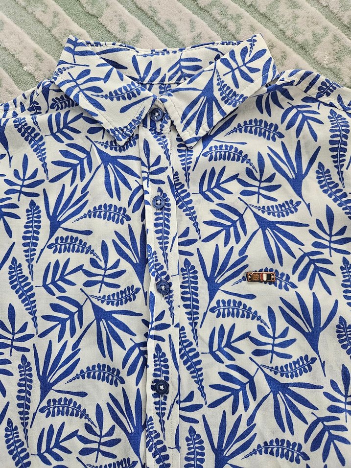 Mavi Desenli Uzun Kollu Kadın Gömlek - Görsel 5