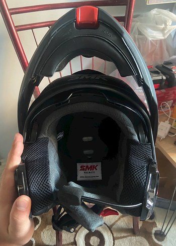 SMK Gullwing Supertour Kırmızı-Gri Çene Açılır Kask - Görsel 5