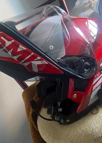 SMK Gullwing Supertour Kırmızı-Gri Çene Açılır Kask - Görsel 2