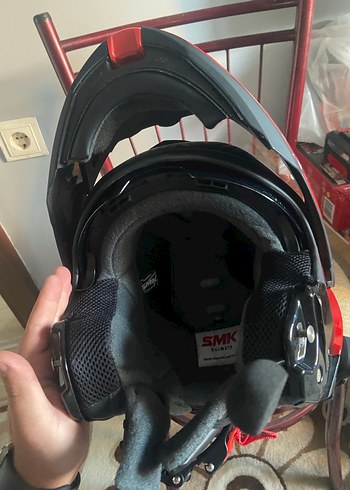 SMK Gullwing Supertour Kırmızı-Gri Çene Açılır Kask - Görsel 4