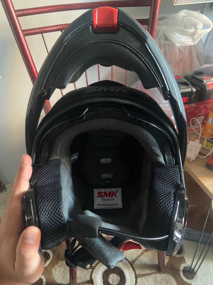 SMK Gullwing Supertour Kırmızı-Gri Çene Açılır Kask - Görsel 5