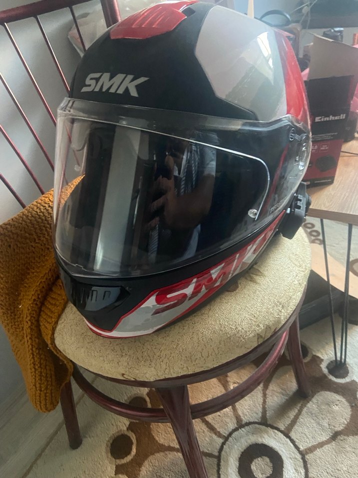 SMK Gullwing Supertour Kırmızı-Gri Çene Açılır Kask - Görsel 3