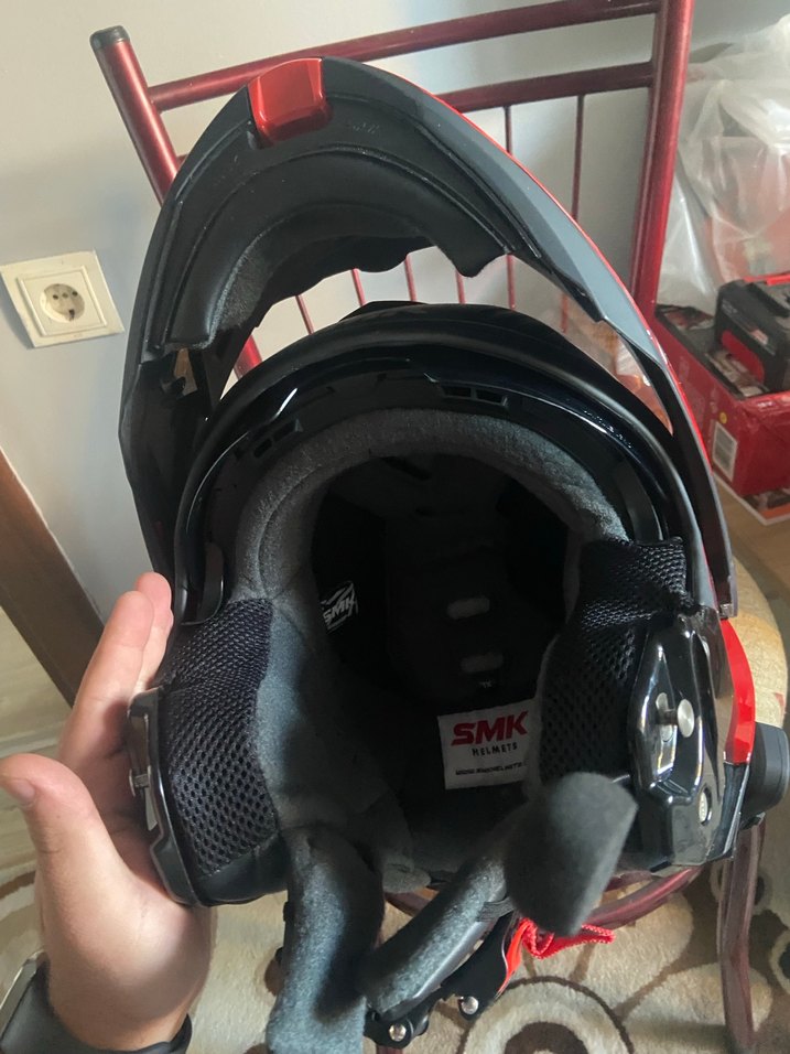 SMK Gullwing Supertour Kırmızı-Gri Çene Açılır Kask - Görsel 4