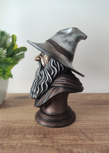 Beden gri Renk Gandalf Büst, El Yapımı Dekoratif Biblo