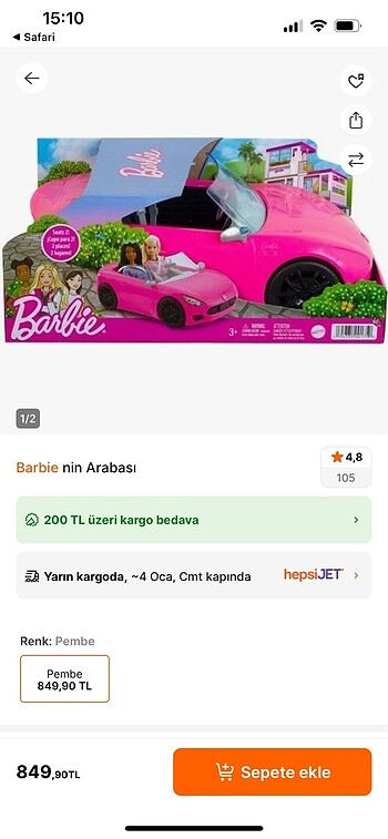 Orijinal barbie arabası