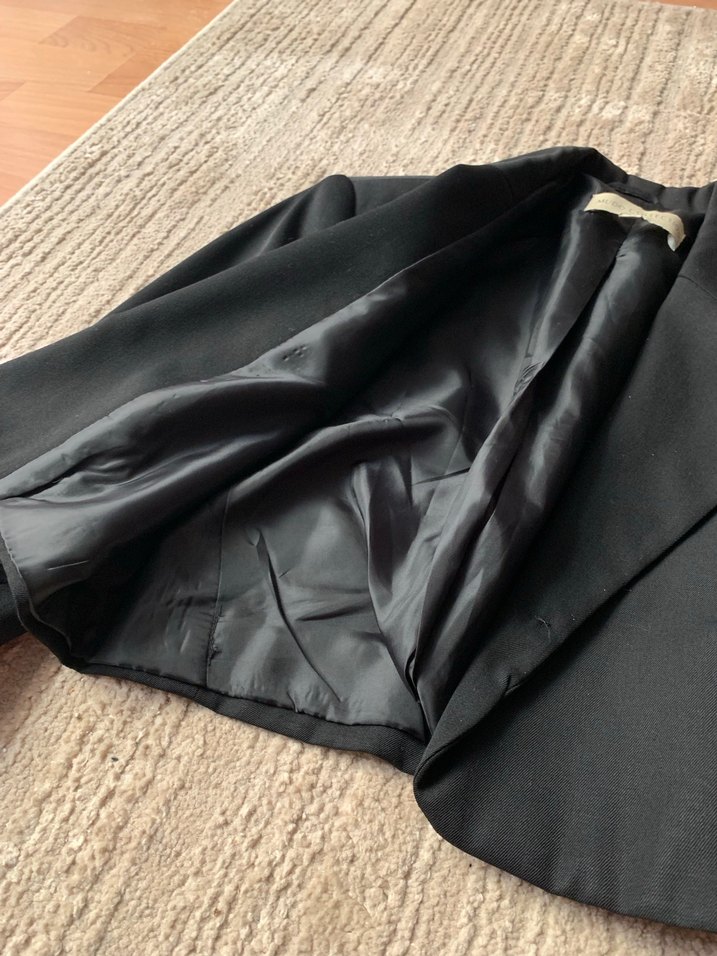 Kadın Siyah Kemerli Midi Blazer Ceket - Görsel 2