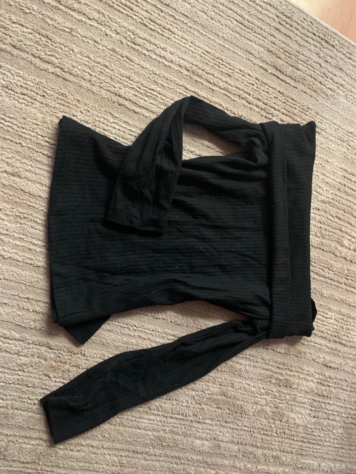 Kadın Siyah Uzun Kollu Straplez Üst Madonna Yaka - Görsel 2