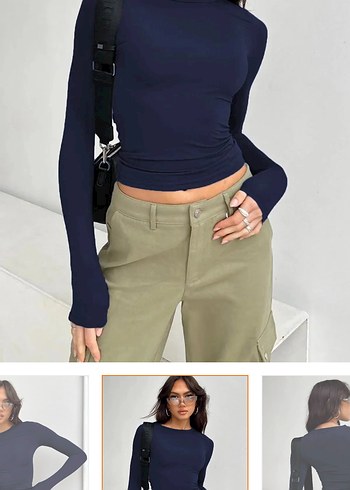 Lacivert Uzun Kollu Bluz - Görsel 4