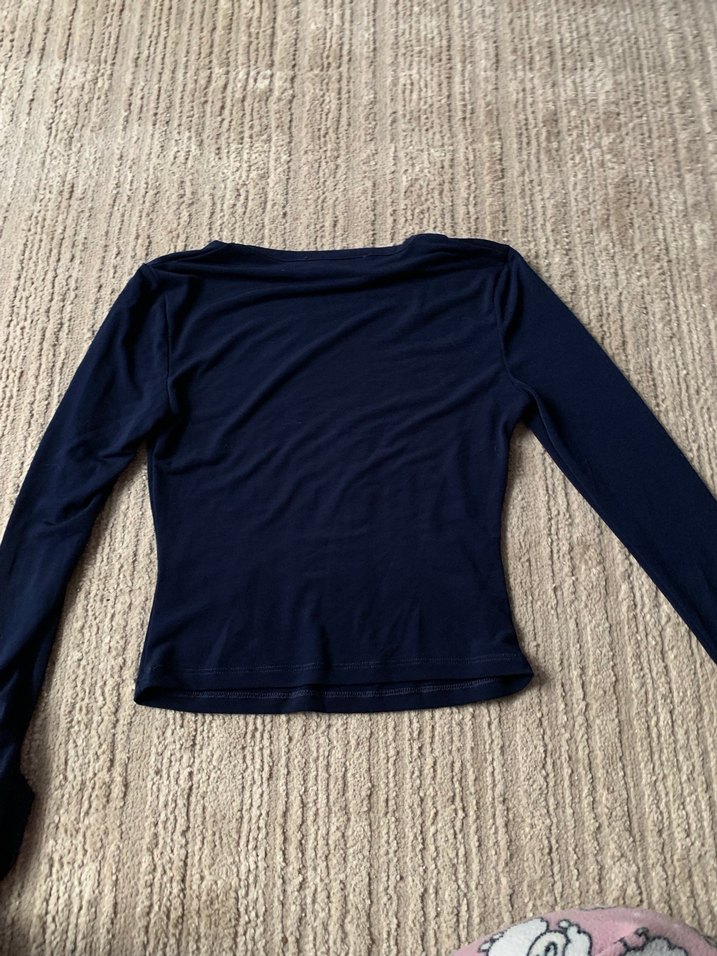 Lacivert Uzun Kollu Bluz - Görsel 3