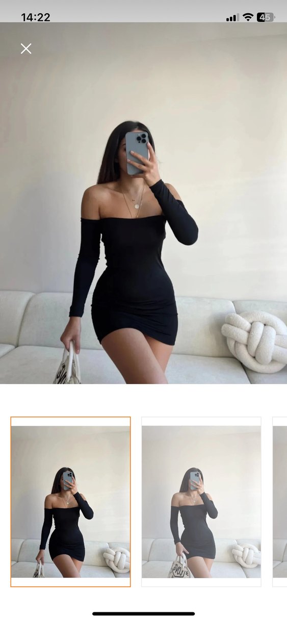 Siyah Straplez Uzun Kollu Triko Elbise - Görsel 3