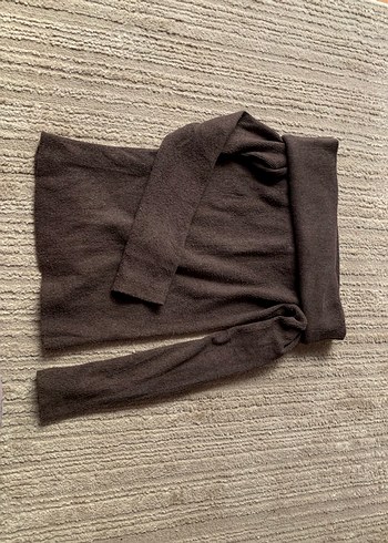 Kadın Kahverengi Kayık Yaka Triko Bluz - Görsel 2