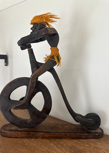 Kahverengi Ahşap Bisiklet Sürücü Figür - Görsel 2