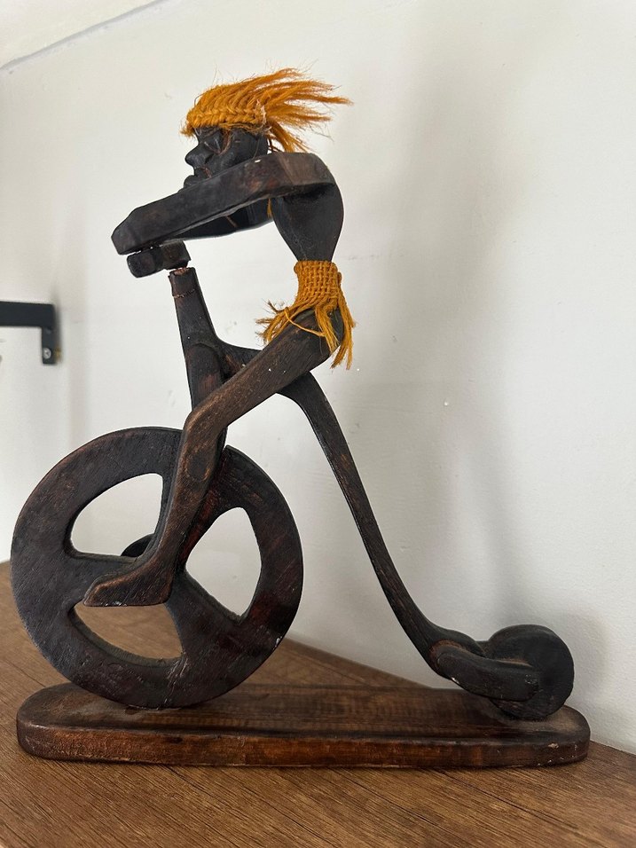 Kahverengi Ahşap Bisiklet Sürücü Figür - Görsel 2