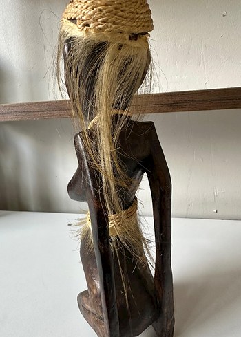 Koyu Kahverengi Ahşap Kadın Figürü - Görsel 4