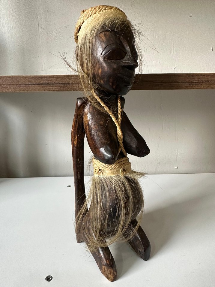 Koyu Kahverengi Ahşap Kadın Figürü - Görsel 2