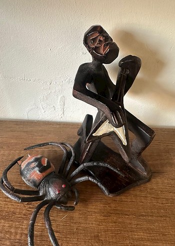 Koyu Kahverengi Ahşap Müzisyen Figürin - Görsel 2