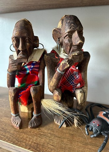 El Yapımı Ahşap Figürinler, Kahverengi - Görsel 2