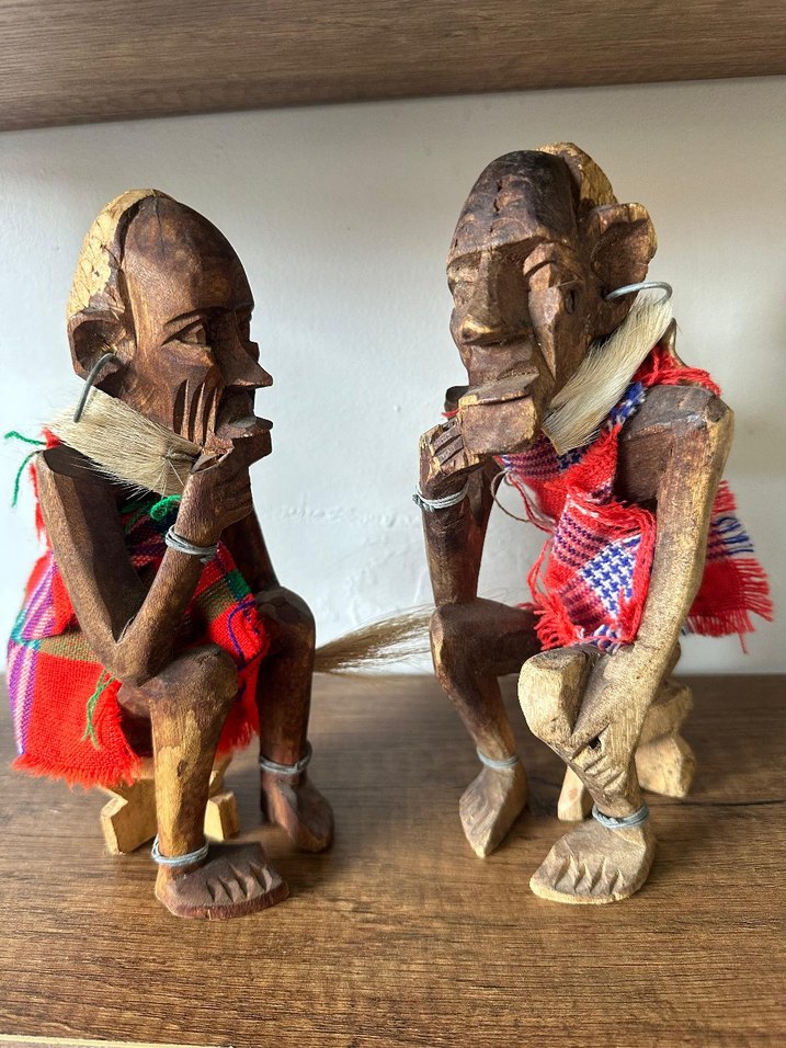 El Yapımı Ahşap Figürinler, Kahverengi - Görsel 3