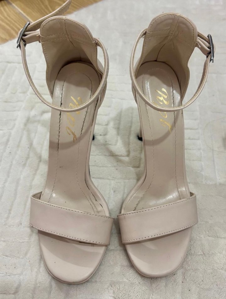 Bej Minimalist Topuklu Kadın Abiye Ayakkabı - Görsel 3