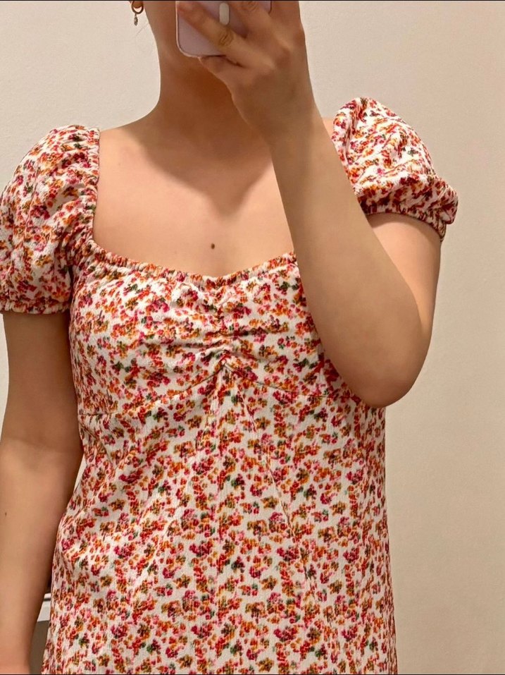 Pembe Çiçekli Midi Bohem Elbise - Görsel 2