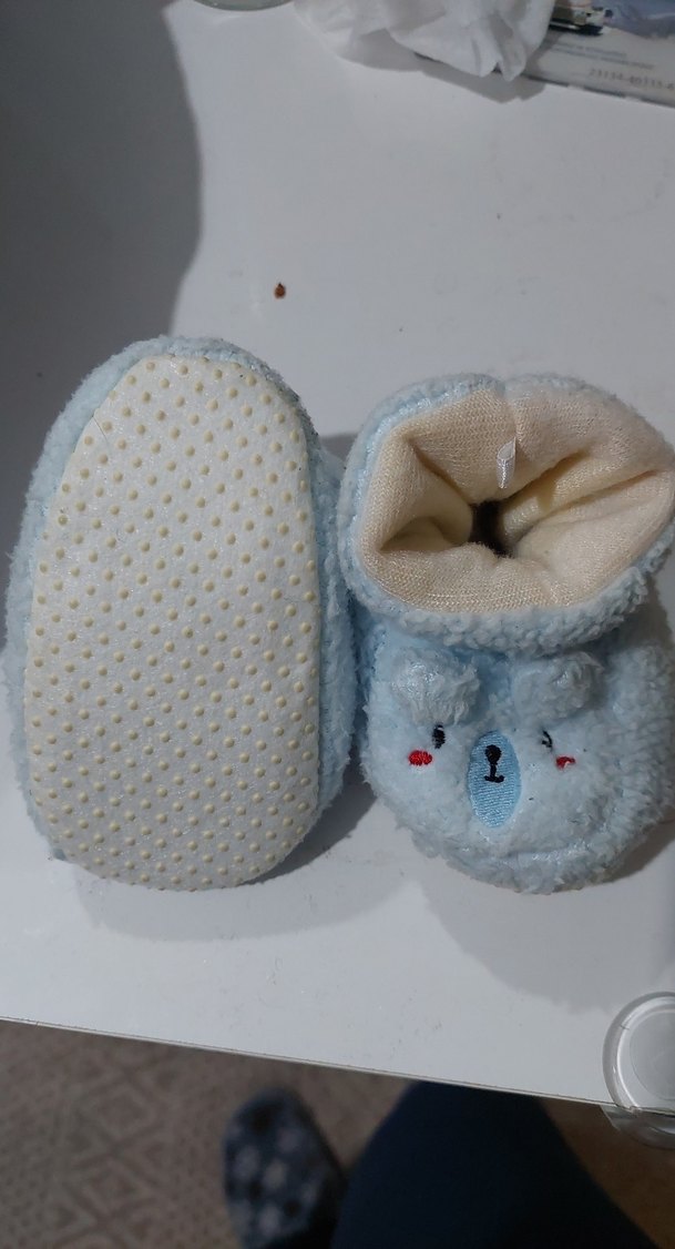 Mavi Nakışlı Erkek Bebek Ev Ayakkabısı panduf - Görsel 2