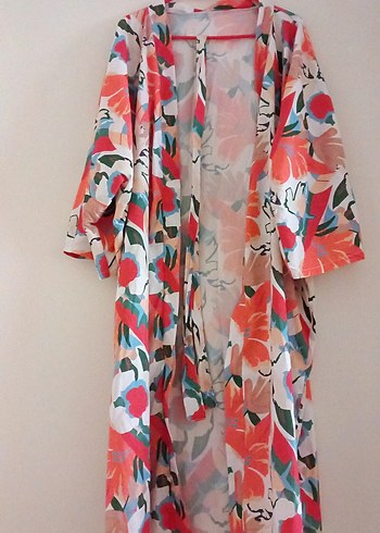 diğer Beden Çiçek Desenli Uzun Bohem Kimono