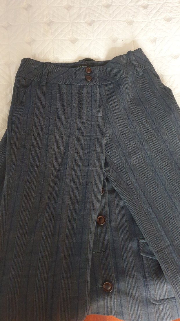 Düğmeli Kadın Blazer Ceket ve pantalon - Görsel 2