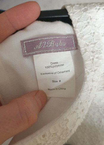 Kız Çocuk Beyaz Desenli abiye Elbise - Görsel 3