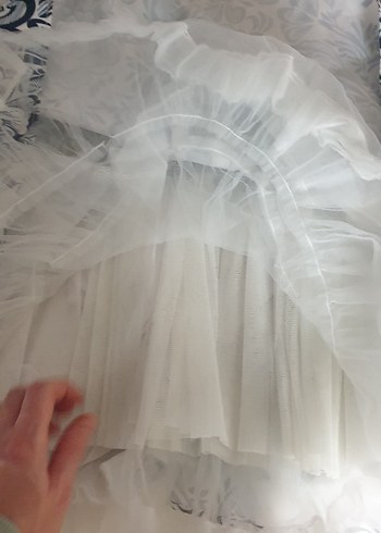 Kız Çocuk Beyaz Desenli abiye Elbise - Görsel 2