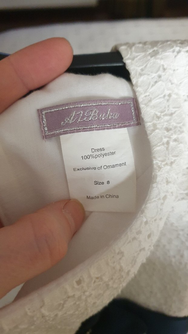 Kız Çocuk Beyaz Desenli abiye Elbise - Görsel 3