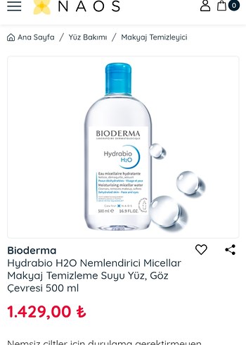 Bioderma Hydrabio H2O Nemlendirici Makyaj Temizleyici 500 ml - Görsel 2