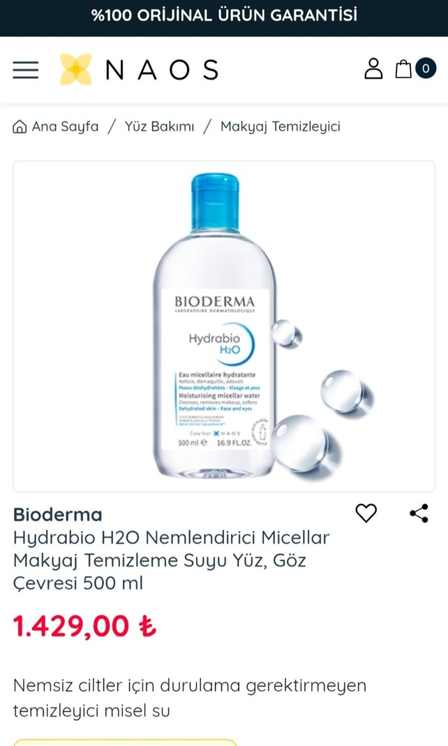 Bioderma Hydrabio H2O Nemlendirici Makyaj Temizleyici 500 ml - Görsel 2