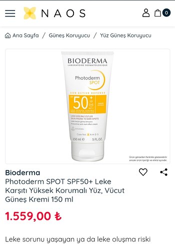 Bioderma Photoderm Spot SPF 50 Güneş Koruyucu 150 ml - Görsel 2