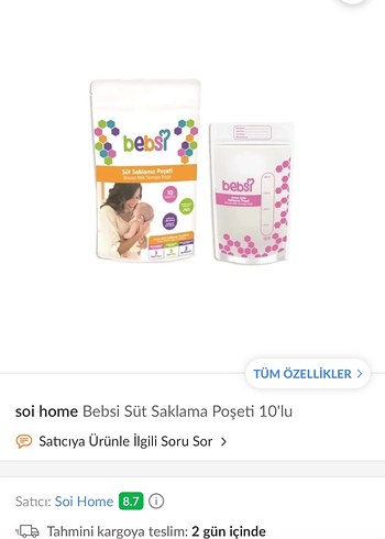 Bebs Pastel Beyaz Süt Saklama Poşeti 10'lu - Görsel 2