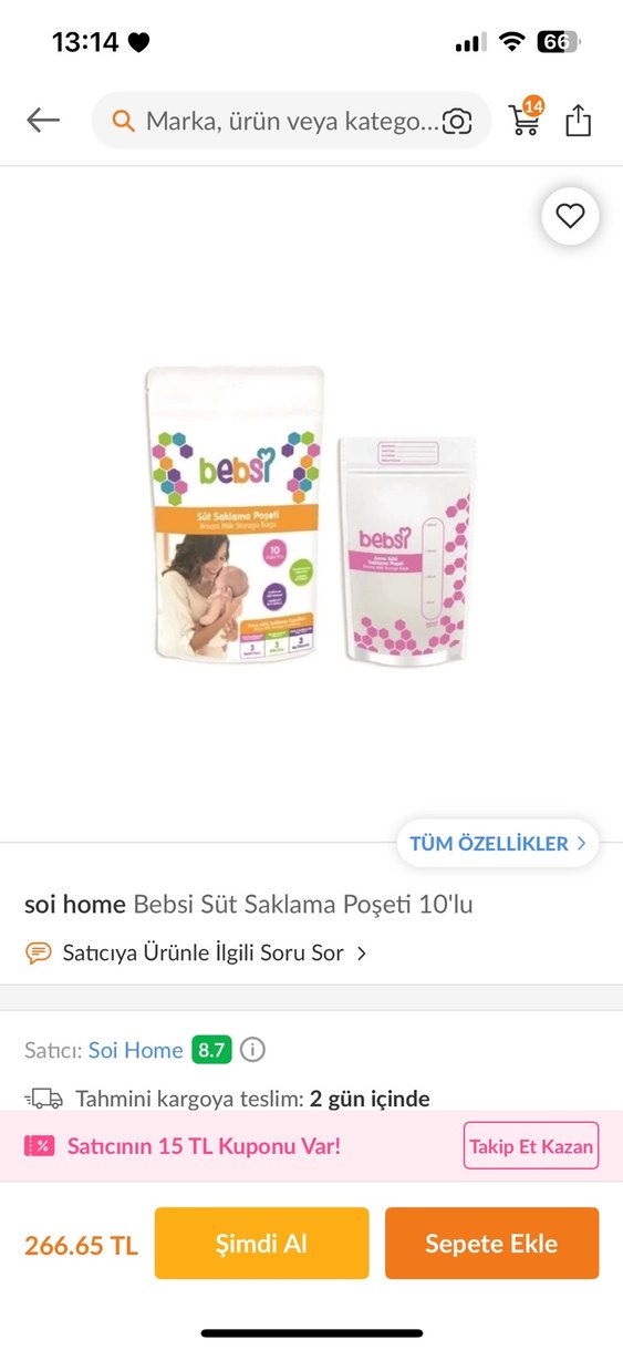 Bebs Pastel Beyaz Süt Saklama Poşeti 10'lu - Görsel 2