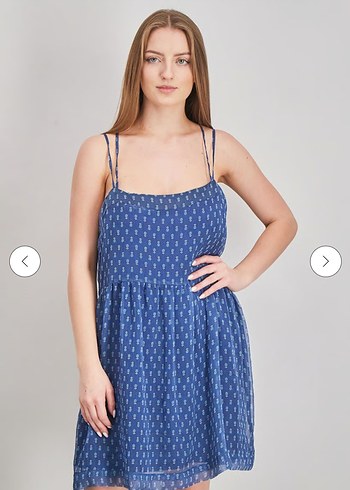 Mango Desenli Askılı Mini Elbise